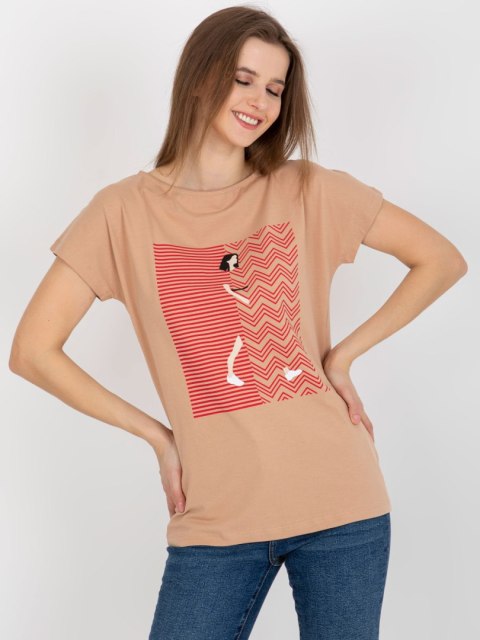 T-shirt FA-TS-8406.82P camelowy T-shirt FA-TS-8406.82P camelowy