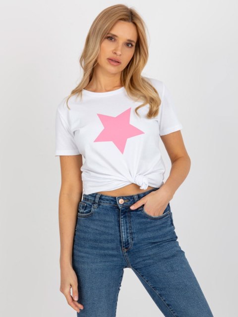 T-shirt RV-TS-8626.00 biało-różowy L/XL T-shirt RV-TS-8626.00 biało-różowy L/XL