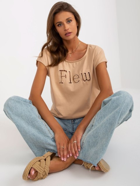 T-shirt FA-TS-8515.46 camelowy T-shirt FA-TS-8515.46 camelowy
