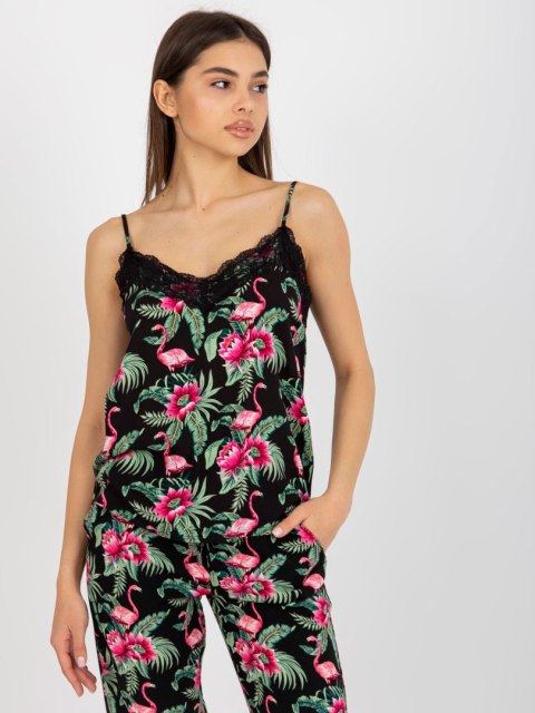 Bluzka D73771M11059A czarno-zielony XL Bluzka D73771M11059A czarno-zielony XL