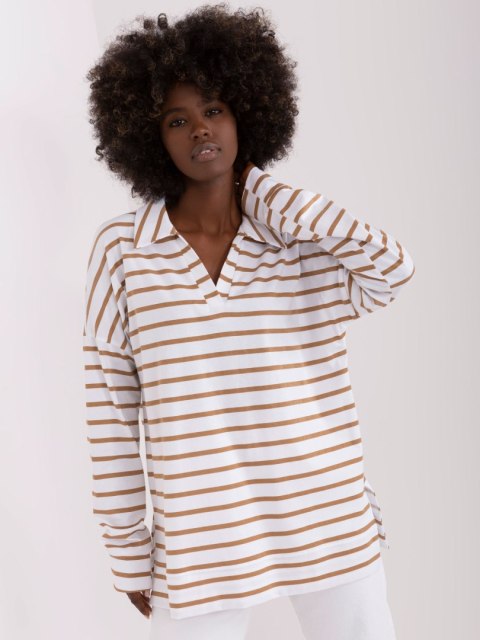 Bluzka LK-BZ-509314.83 biało-brązowy L/XL