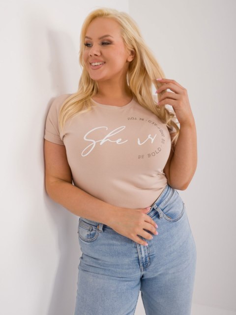 T-shirt RV-TS-9476.25 beżowy T-shirt RV-TS-9476.25 beżowy