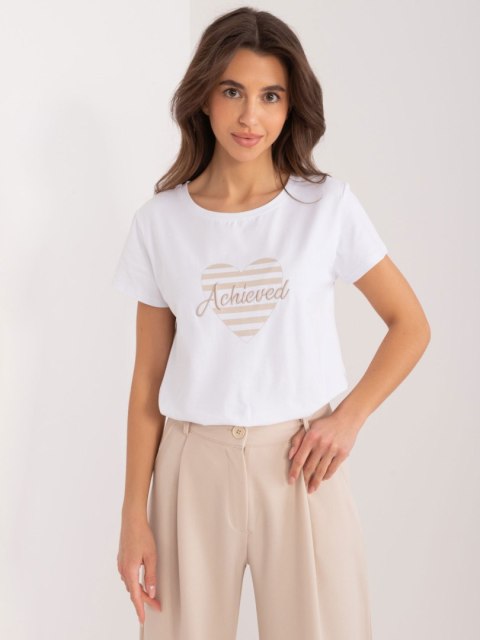 T-shirt RV-TS-9667.19 biało-beżowy S/M T-shirt RV-TS-9667.19 biało-beżowy S/M