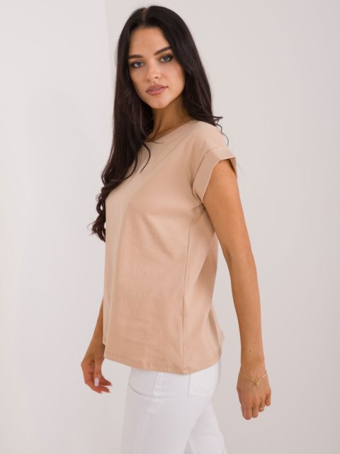 T-shirt RV-TS-4833.41X camelowy S T-shirt RV-TS-4833.41X camelowy S