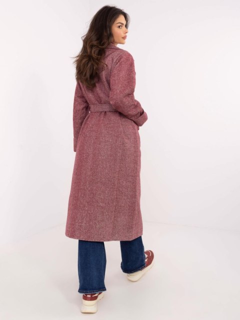 Płaszcz LK-PL-509835.19 bordowy S/M Płaszcz LK-PL-509835.19 bordowy S/M