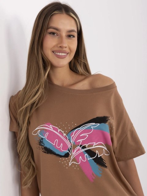 T-shirt CLM-TS-1019.79 jasny brązowy S T-shirt CLM-TS-1019.79 jasny brązowy S