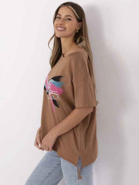 T-shirt CLM-TS-1019.79 jasny brązowy S T-shirt CLM-TS-1019.79 jasny brązowy S