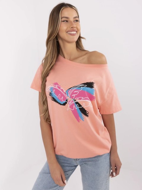 T-shirt CLM-TS-1019.79 koralowy XL T-shirt CLM-TS-1019.79 koralowy XL