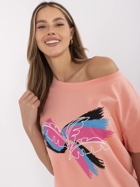 T-shirt CLM-TS-1019.79 koralowy XL T-shirt CLM-TS-1019.79 koralowy XL