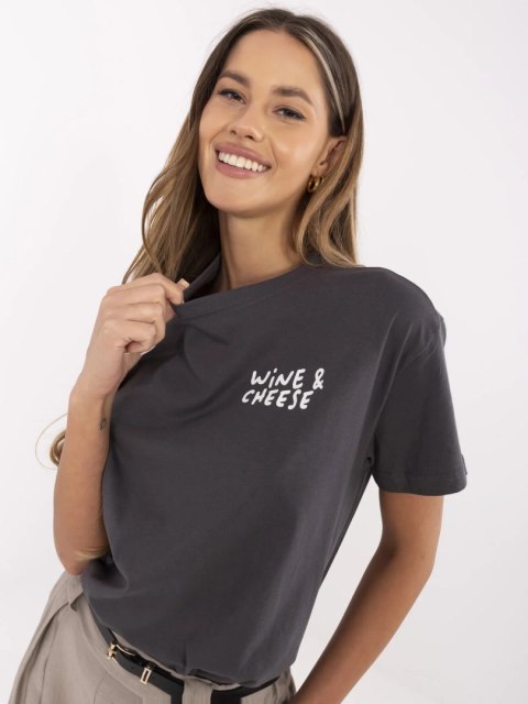 T-shirt D12022M02738A grafitowy XS