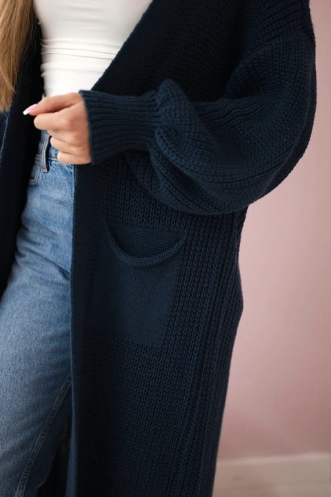 Sweter długi kardigan granatowy uniwersalny Sweter długi kardigan granatowy uniwersalny