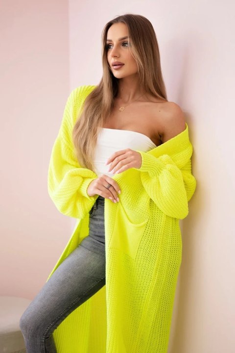Sweter długi kardigan żółty neon uniwersalny Sweter długi kardigan żółty neon uniwersalny