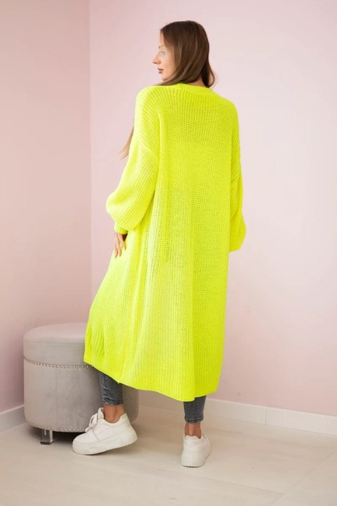 Sweter długi kardigan żółty neon uniwersalny Sweter długi kardigan żółty neon uniwersalny