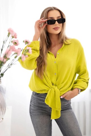 Koszula bawełniana muślinowa Plus Size kiwi uniwersalny