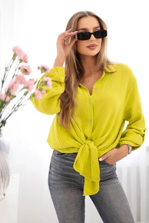 Koszula bawełniana muślinowa Plus Size kiwi uniwersalny Koszula bawełniana muślinowa Plus Size kiwi uniwersalny