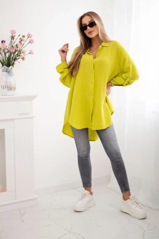Koszula bawełniana muślinowa Plus Size kiwi uniwersalny