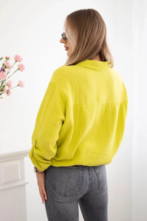Koszula bawełniana muślinowa Plus Size kiwi uniwersalny Koszula bawełniana muślinowa Plus Size kiwi uniwersalny