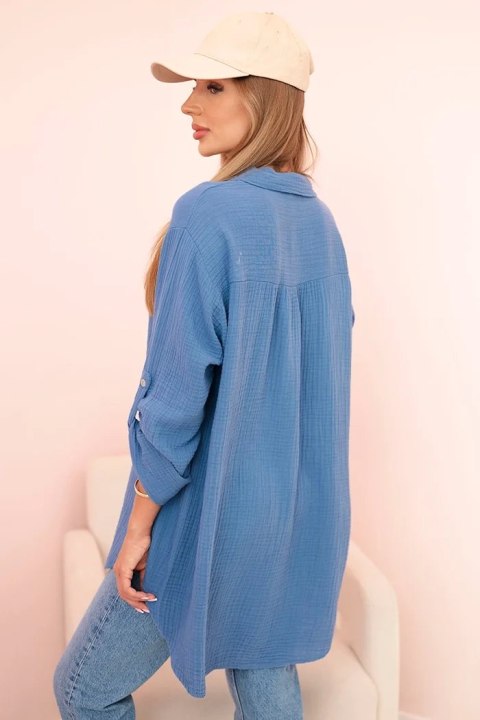 Koszula bawełniana muślinowa oversize ciemno jeansowa Koszula bawełniana muślinowa oversize ciemno jeansowa