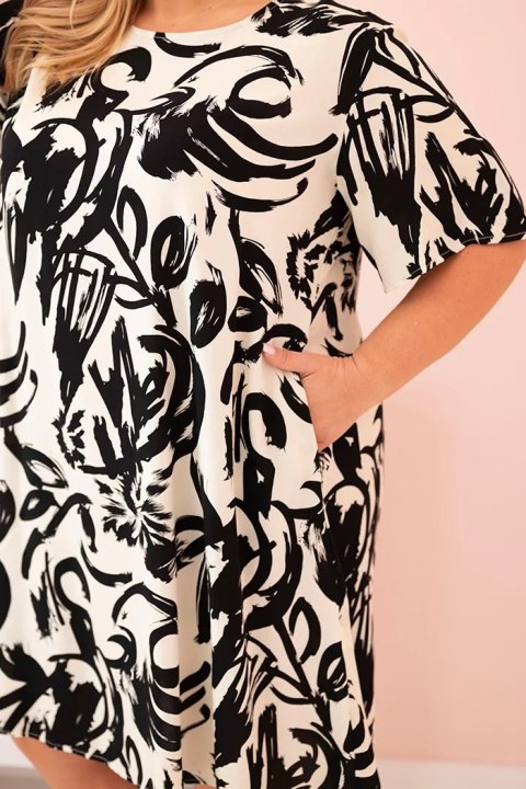 Sukienka damska Plus Size z wiskozy z abstrakcyjnym wzorem czarna