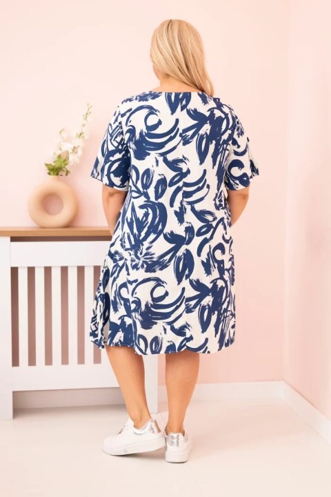 Sukienka damska Plus Size z wiskozy z abstrakcyjnym wzorem jeansowa