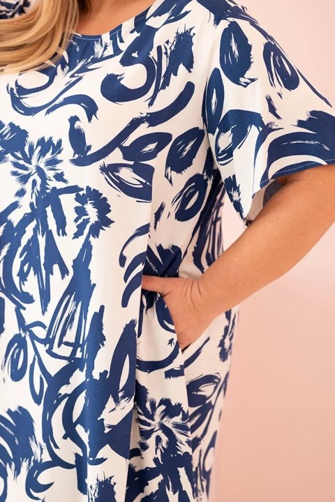 Sukienka damska Plus Size z wiskozy z abstrakcyjnym wzorem jeansowa