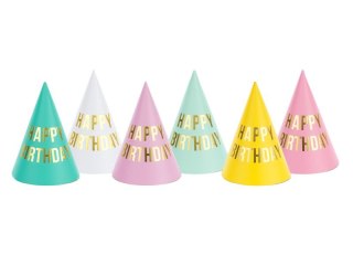 Czapka party Partydeco Happy Birthday, mix, 16cm mix papier (CPP22)