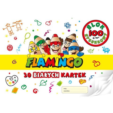 Blok rysunkowy Flamingo biały A4 20 kartek 100g/m? Blok rysunkowy Flamingo biały A4 20 kartek 100g/m?