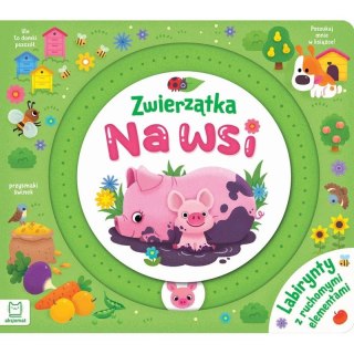 Książka dla dzieci Aksjomat Zwierzątka na wsi. Labirynty z ruchomymi elementami