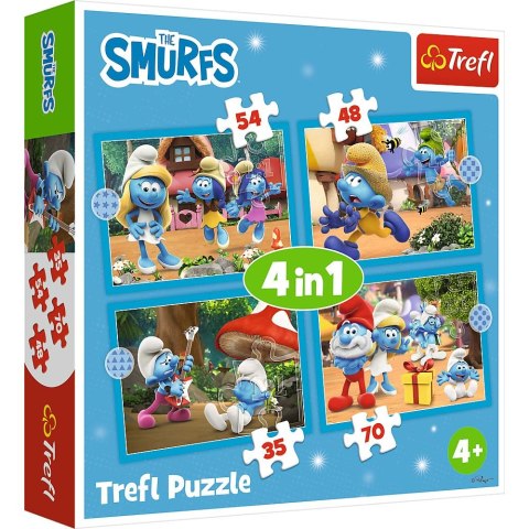 Puzzle Trefl Smerfy Wioska Smerfów 4w1 el. (34656) Puzzle Trefl Smerfy Wioska Smerfów 4w1 el. (34656)