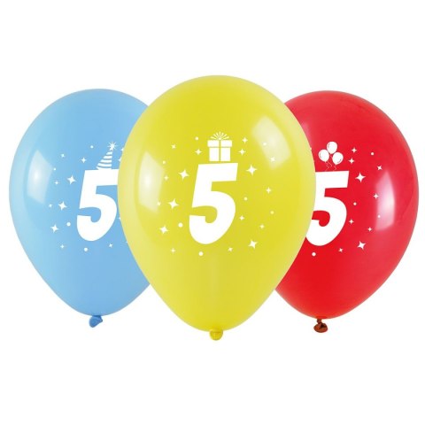 Balon gumowy Arpex z nadrukiem cyferki - 5 (3 szt.) mix 280mm (KB1948-5-9944) Balon gumowy Arpex z nadrukiem cyferki - 5 (3 szt.) mix 280mm (KB1948-5-9944)