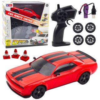 Samochód Lean Sportowe Drift Wymienne Koła Zdalnie Sterowany RC 4WD Czerwone Sport (22682)