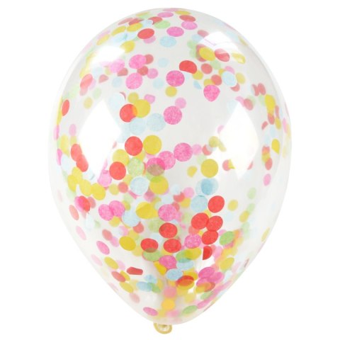 Balon gumowy Arpex z kolorowym konfetti (5 szt.) transparentny 300mm (KB2688) Balon gumowy Arpex z kolorowym konfetti (5 szt.) transparentny 300mm (KB2688)