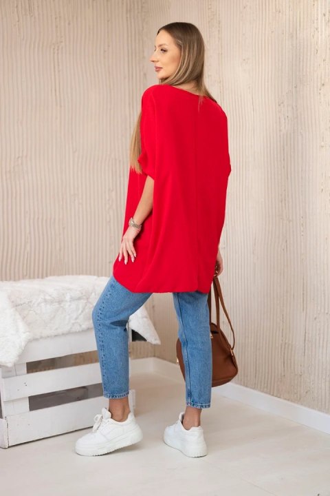 Bluzka oversize z wisiorkiem czerwona uniwersalny Bluzka oversize z wisiorkiem czerwona uniwersalny