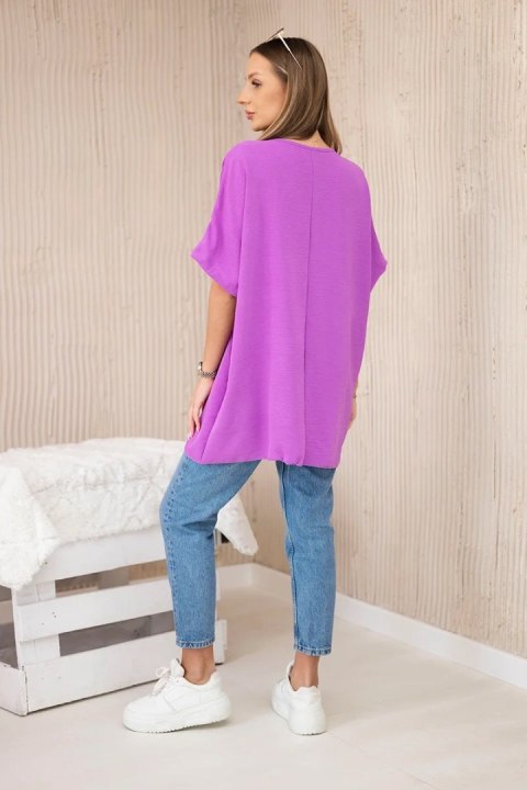 Bluzka oversize z wisiorkiem fioletowa uniwersalny Bluzka oversize z wisiorkiem fioletowa uniwersalny