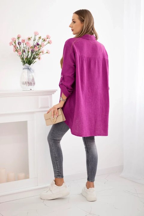 Koszula bawełniana muślinowa Plus Size ciemny fioletowy uniwersalny Koszula bawełniana muślinowa Plus Size ciemny fioletowy uniwersalny