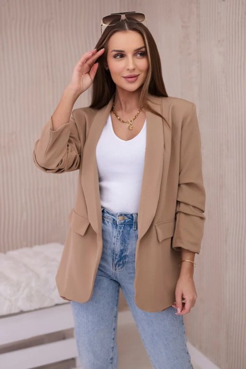 Marynarka z klapami elegancka camelowa uniwersalny Marynarka z klapami elegancka camelowa uniwersalny
