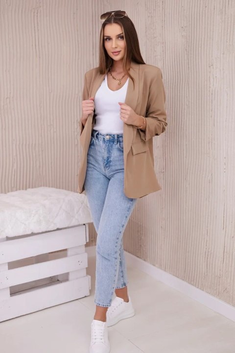 Marynarka z klapami elegancka camelowa uniwersalny Marynarka z klapami elegancka camelowa uniwersalny