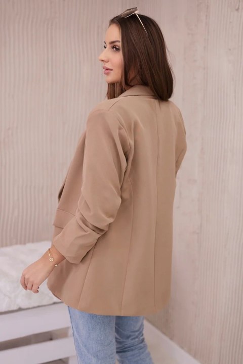 Marynarka z klapami elegancka camelowa uniwersalny Marynarka z klapami elegancka camelowa uniwersalny