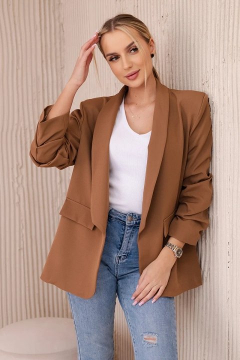 Marynarka z klapami elegancka ciemno camelowa uniwersalny Marynarka z klapami elegancka ciemno camelowa uniwersalny