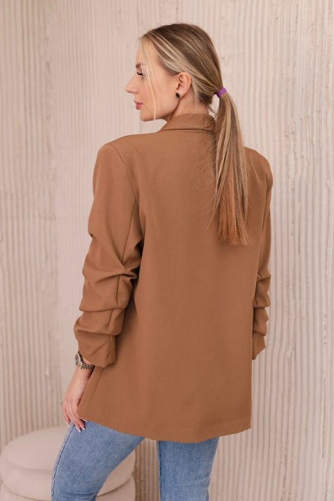 Marynarka z klapami elegancka ciemno camelowa uniwersalny Marynarka z klapami elegancka ciemno camelowa uniwersalny