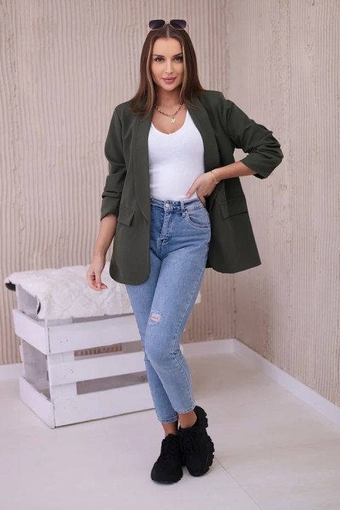 Marynarka z klapami elegancka khaki uniwersalny