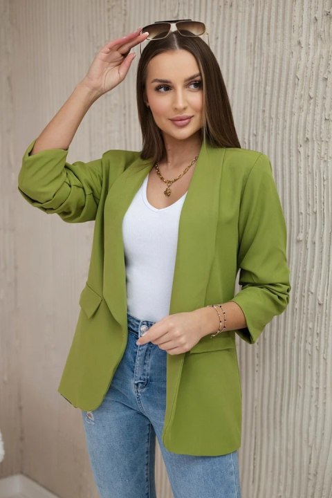 Marynarka z klapami elegancka oliwkowa uniwersalny