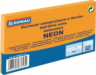 Notes samoprzylepny (karteczki) Donau Neon pomarańczowy 100k [mm:] 127x76 (7588011-12)