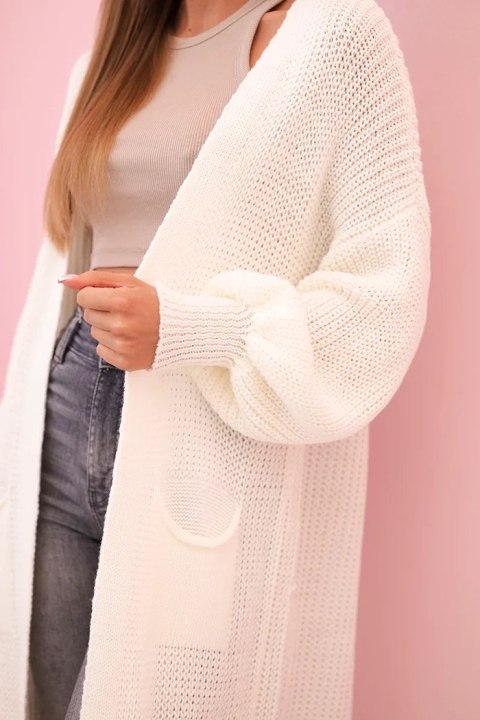 Sweter długi kardigan ecru Sweter długi kardigan ecru