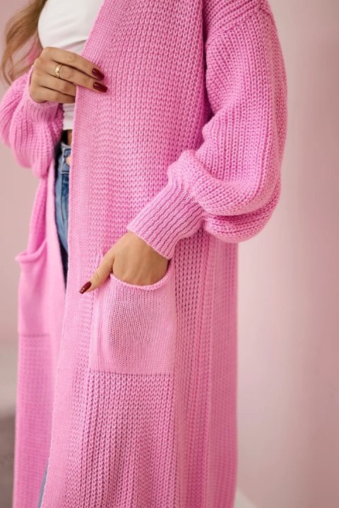Sweter długi kardigan jasno różowy Sweter długi kardigan jasno różowy