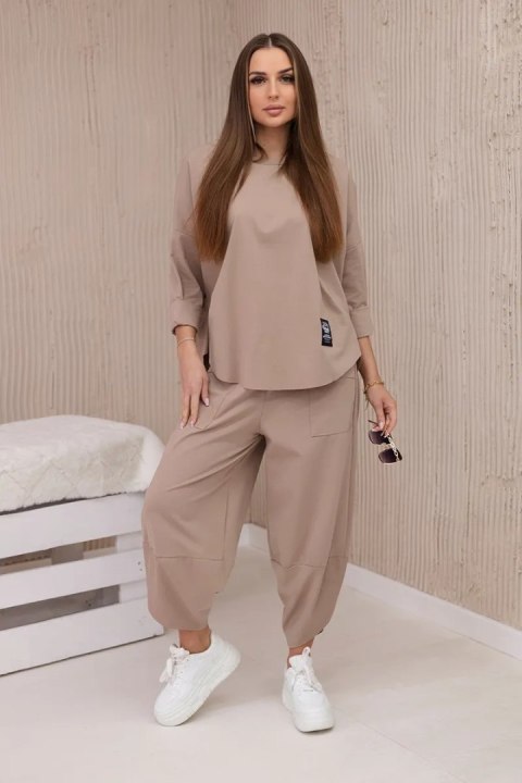 Komplet new punto bluza + spodnie camelowy uniwersalny