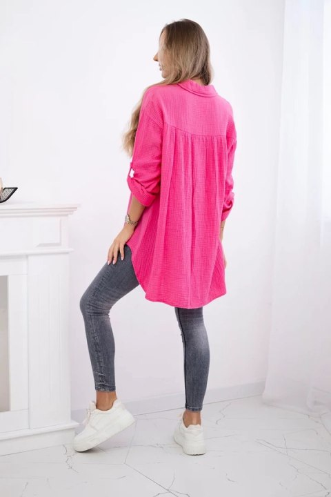 Koszula bawełniana muślinowa Plus Size różowa uniwersalny Koszula bawełniana muślinowa Plus Size różowa uniwersalny