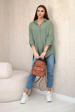 Koszula bawełniana muślinowa oversize khaki uniwersalny