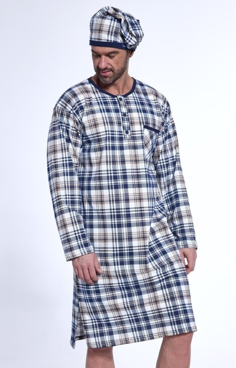 KOSZULA NOCNA MĘSKA 110/30 DR XXL beżowy/jeans KOSZULA NOCNA MĘSKA 110/30 DR XXL beżowy/jeans