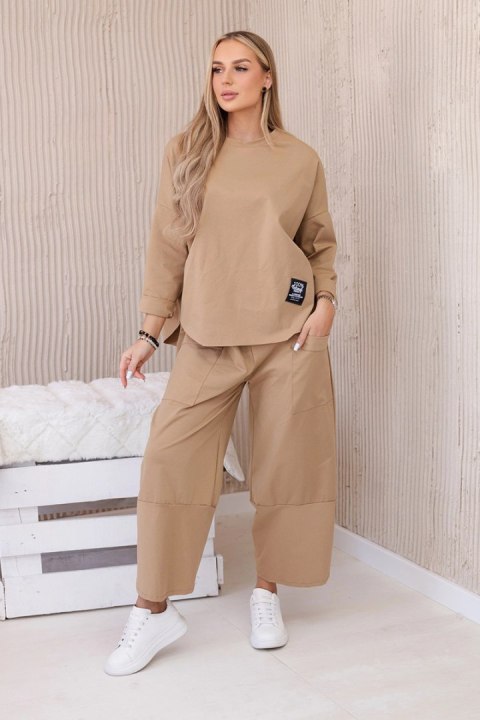Komplet new punto bluza + spodnie jasny camelowy uniwersalny Komplet new punto bluza + spodnie jasny camelowy uniwersalny